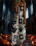 halloween pattern printing longdressv neckloose vacation suspender skirt