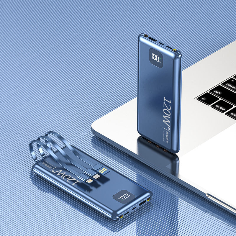 2025 new super fast power bank, large capacity 20,000 mAh, ultra-thin, compact and portable, with its own cable flash charging