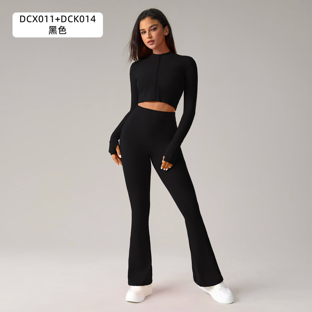 fashion tight butt lifting fitness yoga pants zipper long sleevesjacket push-up sports bra yoga suit