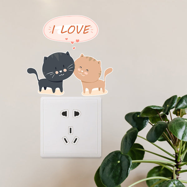 Love cat switch decorative sticker   layout wall sticker room bedroom living room switch sticker wholesale