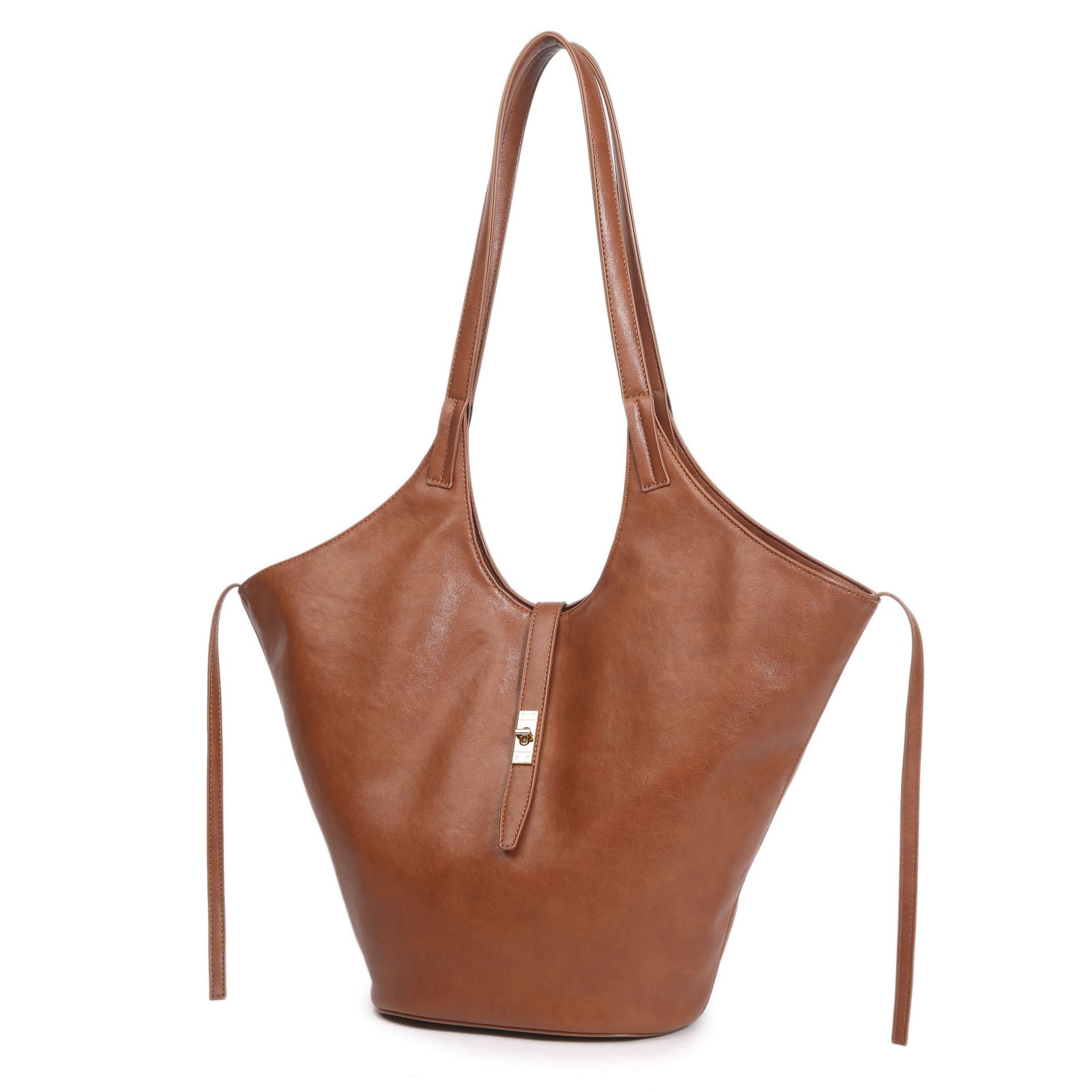 New large-capacity vegetable basket tote bag women's retro niche soft leather high-end sense simple and versatile commuter shoulder bag