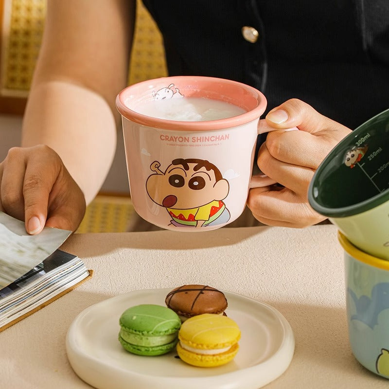 Crayon small new mug high value scale cup children's milk cup household cute water cup ceramic cup color box