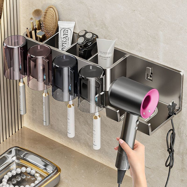 Bathroom Teeth Cup Toothbrush Shelf No Punching Toilet Wash Table Wall-mounted Face Towel Integrated Storage Shelf