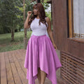 European and american cross-border women's clothing  summer new arrival: african-style plus size high-waisted asymmetrical tie-up midi skirt