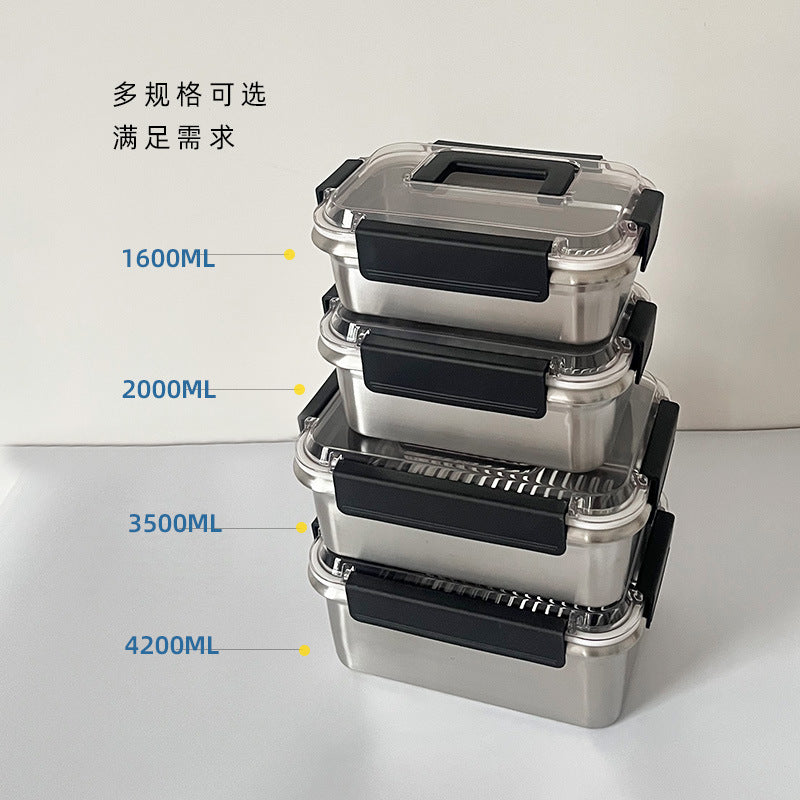 304 stainless steel food storage container - food grade refrigerator organizer, sealed lidded square & rectangular bins