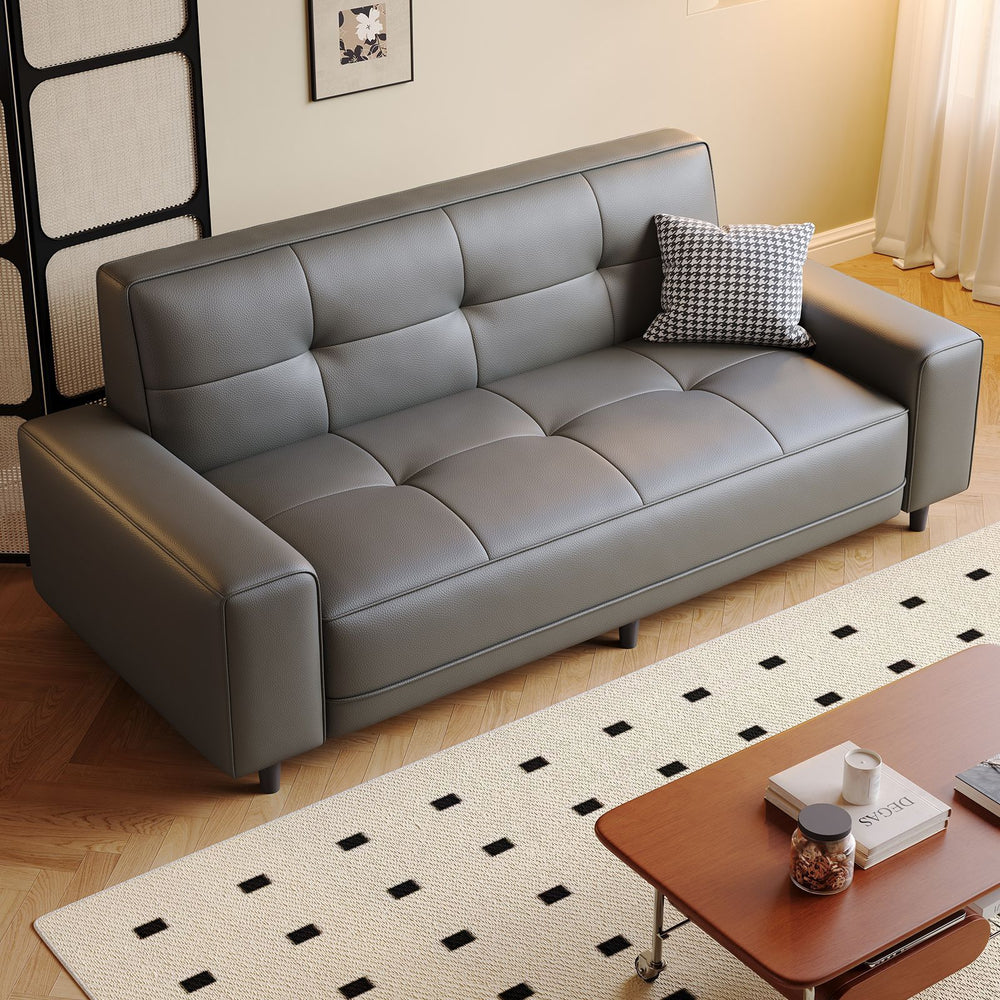 2026new arrival cat scratch leather sofa living room small apartment casual modern straight row apartment rental double three-person fabric sofa
