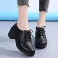 Women's retro leather mary janes - spring/autumn style, british-inspired mid-heel professional flats, black interview/work shoes - comfortable & non-fatiguing