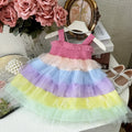 Girls' tutu dress : trendy sweet suspender dress, colorful tiered cake skirt