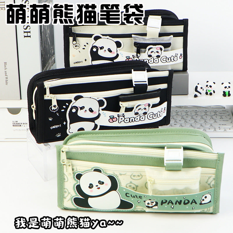 Pencil bag custom large capacity ins wind niche high value stationery bag panda Internet celebrity primary school student stationery box wholesale