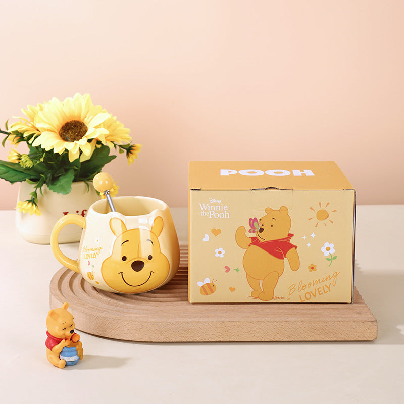 Ceramic cup gift box mug with lid with spoon coffee cup holiday gift box cartoon cup cute water cup