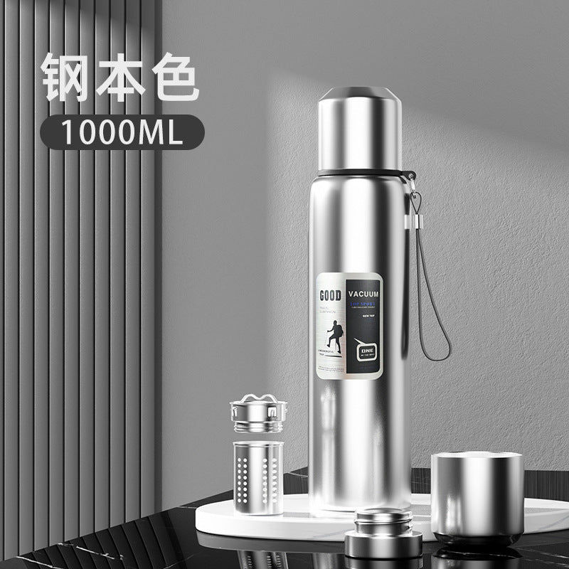 Outdoor men's large capacity all-steel kettle thermos 316 stainless steel tea infuser bottle car portable water cup