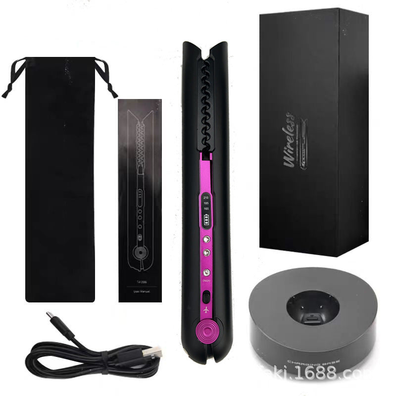 Cross-border explosion new wireless hair straightener curling iron straight roll dual-purpose multi-gear adjustment constant temperature splint portable roll