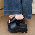 Dwarf le thick sole 8cm heightening sandals women's summerfashioneasiest for matchseaside ins style sandals for women outwear