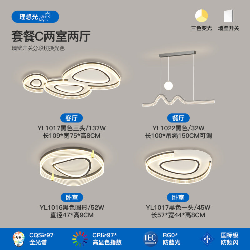 Living room ceiling light modern simple atmosphere creative pebble shape full spectrum lighting whole house package combination