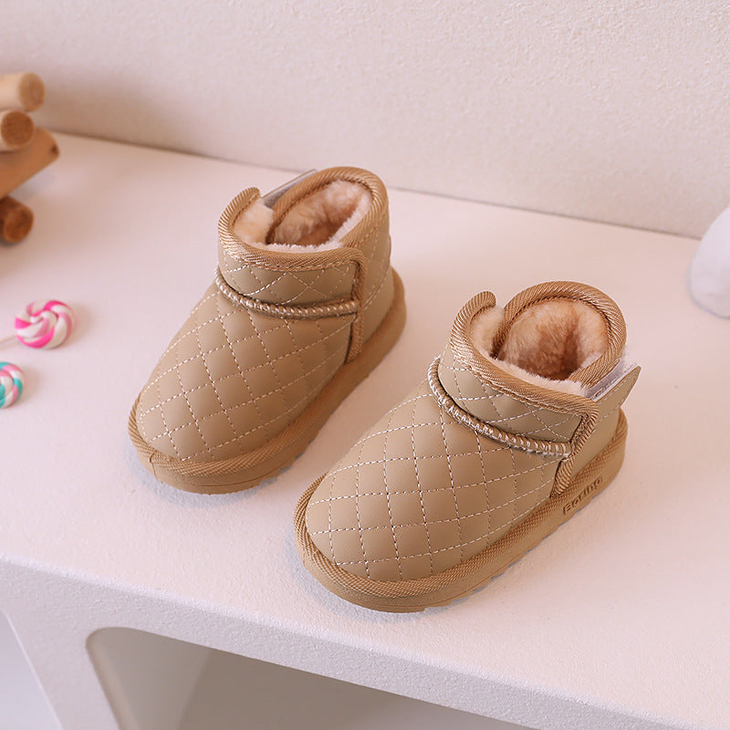 Baby snow boots winter fleece-lined thickened toddler cotton shoes infant warm shoes first walker shoes boys and girls cotton boots