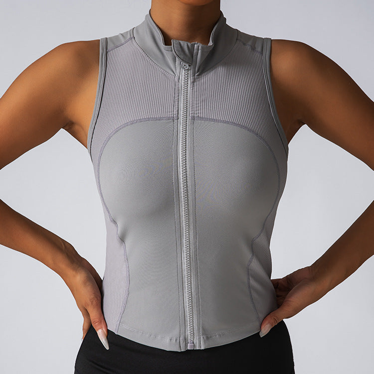 Lulu-inspired yoga tank top: seamless, high-end, zippered sleeveless vest for women - perfect for workout, fitness, and concealing underarm fat