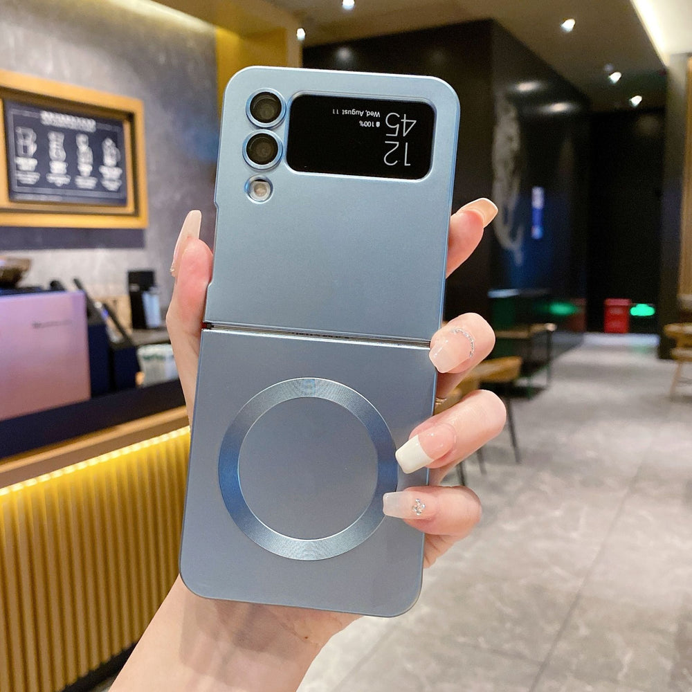 New arrival is suitable for samsung zflip 30% off stacked wireless charging mobile phone case zflip6 liquid metal paint magnetic protective cover