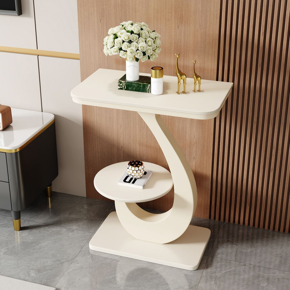Accessible luxury modern slate side table small coffee table living room balcony double-layer round table sofa corner table side cabinet entrance storage rack