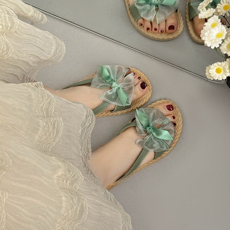 Summer fashioneasiest for matchnew arrivalpure colorcasual one-line sandals women's outwear soft bottom classic ribbon beach slippers