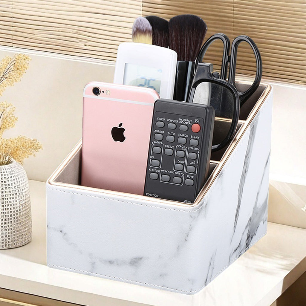 Nordic ing storage box, stone pattern desktop stationery storage box, remote control, finishing box, multifunctional leather pen holder