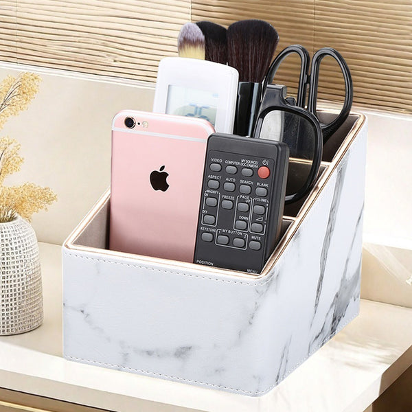 Nordic ing storage box, stone pattern desktop stationery storage box, remote control, finishing box, multifunctional leather pen holder