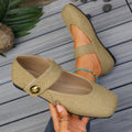 Exportplus size women's shoes casual spring and summer one-piece fly woven square toe mary jane flats woven flats soft bottom flats