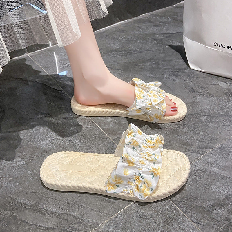 Women's slides - fairycore floral design, soft sole, non-slip flip-flops for outdoor wear, perfect for beach and pool