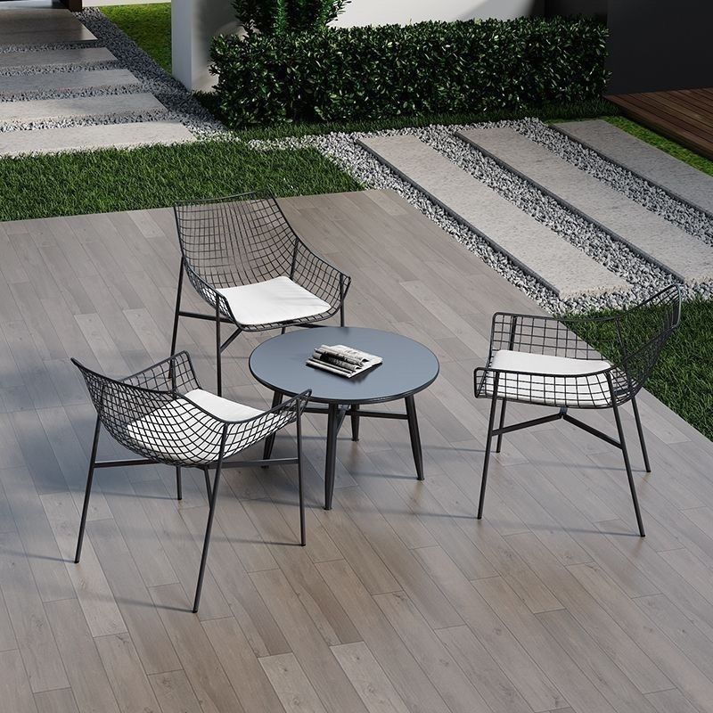 Outdoor table and chair set - rustic iron patio furniture for balconies, commercial use, open-air tea and beverage shops, and casual seating
