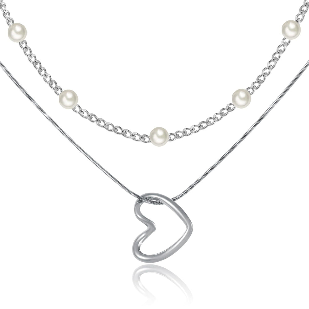 Double-layered pearl necklace for women stylishelegancecasual natural stone beaded clavicle chain fashionclassy sense necklace