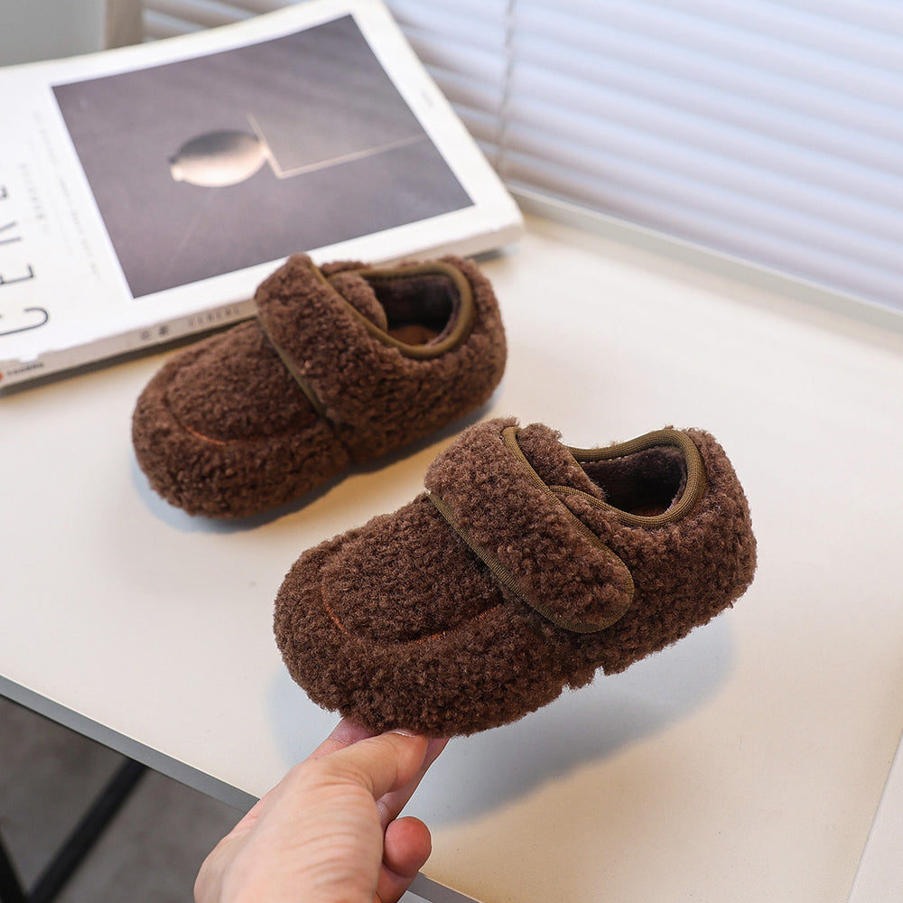 Girls' loafers:  new korean style, fleece-lined, lambswool outerwear cotton shoes for autumn and winter - warm and fuzzy kids' shoes