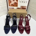 Za2025 new fashion open-toe women's sandals - navy blue, mature style, minimalist single strap, european & american chic, buckle closure