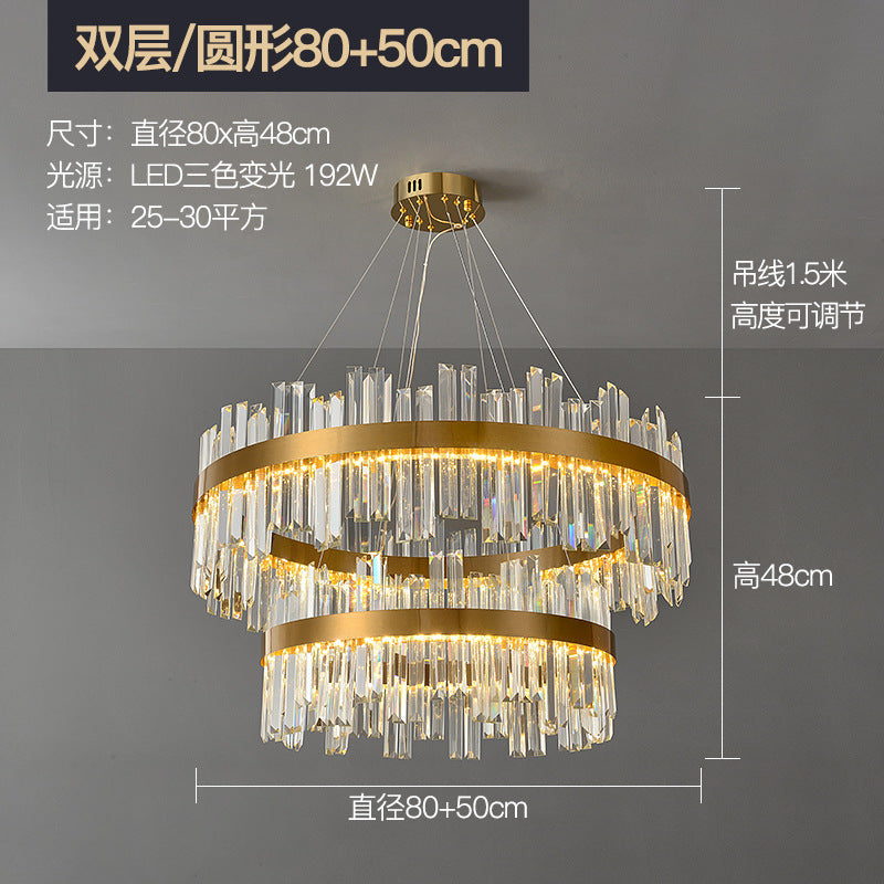 Lighting package combination Light luxury living room lamp Crystal chandelier Atmospheric master bedroom Modern simple 2023 new whole house