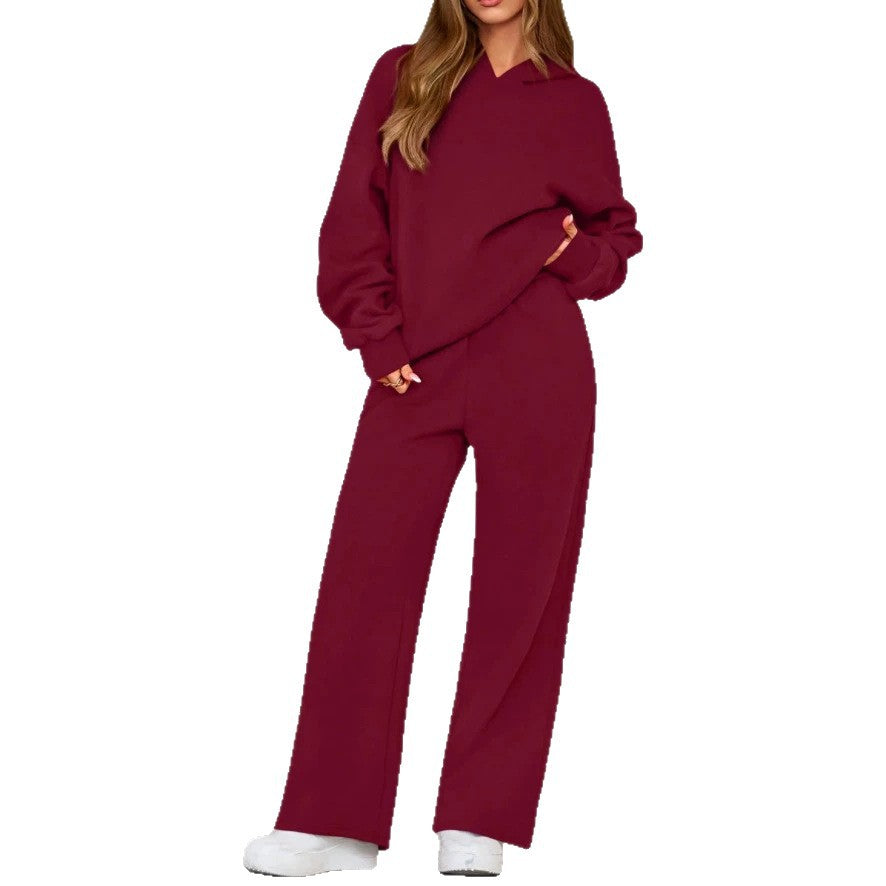 Amazon fashion cross-border  casualpure color hooded sweatshirt looseslimming look sweatshirt work clothingcasualsuit