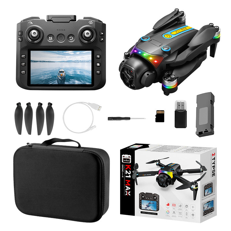 new arrival: k21 brushless drone with large screen remote control, hd aerial photography, altitude hold, and intelligent obstacle avoidance