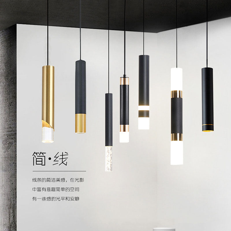 Modern minimalist linear single-head pendant light, italian-inspired light luxury style, suitable for bedrooms, bedside tables, bars, restaurants, and hotels