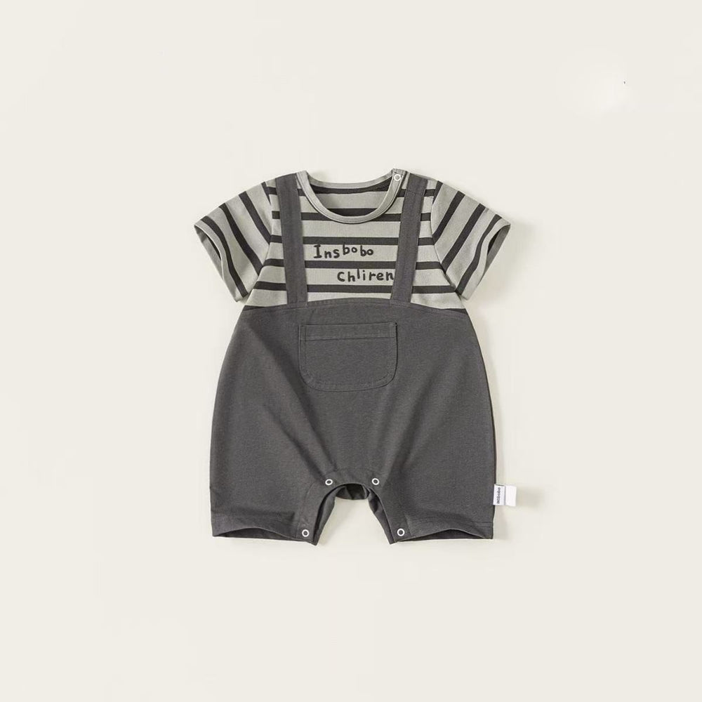 Baby summer clothes boys' rompers short sleeve summer thin outwear infant summer super cute crawling suit