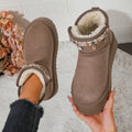 fleece-linedthickenedheattech snow boots for women fall and winternew arrival ethnic style pendant thick sole fur all-in-one non-slip shoes