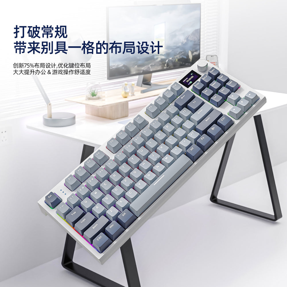 Attack shark k86 mechanical keyboard - wireless tri-mode bluetooth rgb display customizable hot-swappable mechanical keyboard