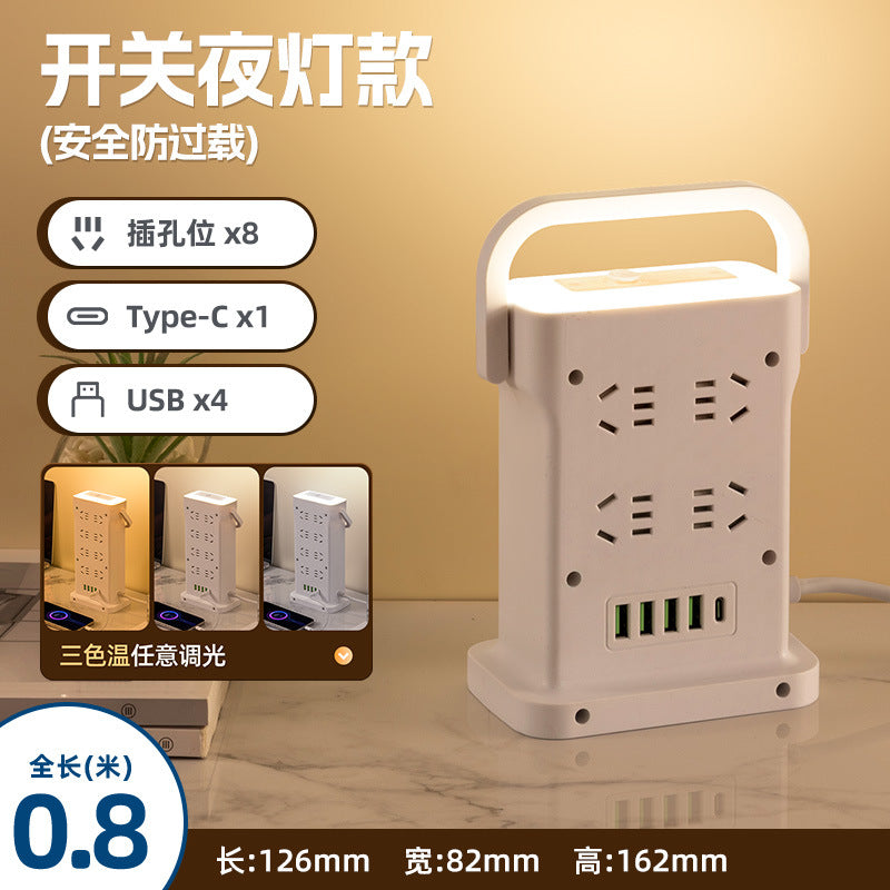 Wireless charging power strip, smart usb fast charging, multi-outlet, multi-function, thickened copper wire, power strip for home, office, and dorm