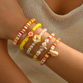 Wholesale colorful polymer clay bracelet set - european & american style, ocean-inspired seashell design, bohemian starfish & conch bracelets for women