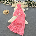 Pure desire hot girl vacation outfit women's summer sense of design asymmetrical halter suspender slit topshigh waist skirt