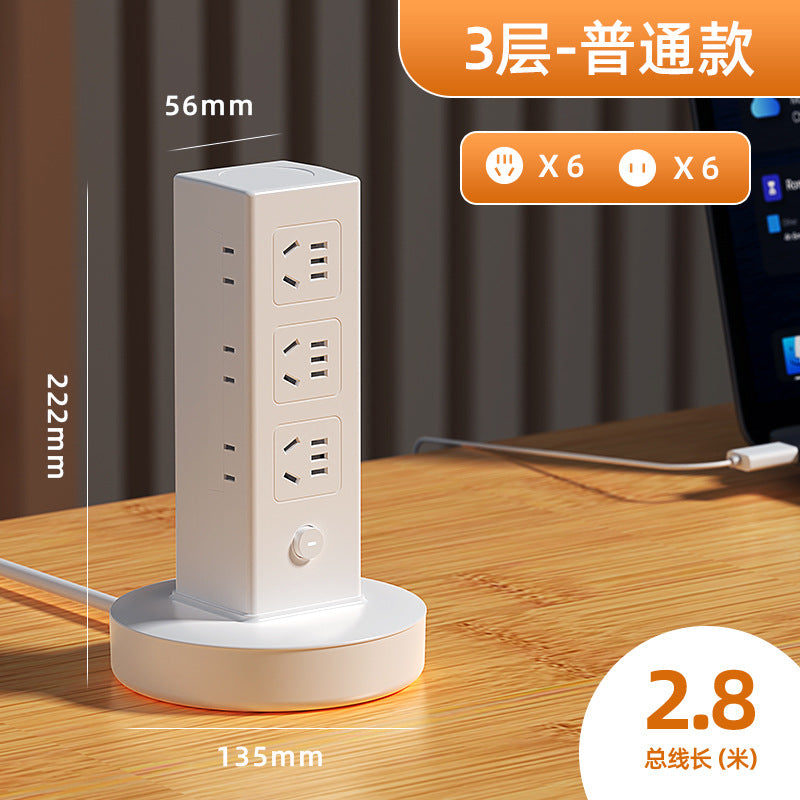 Vertical storage socket panel multi-port usb power strip for home and office - multifunctional desktop power strip