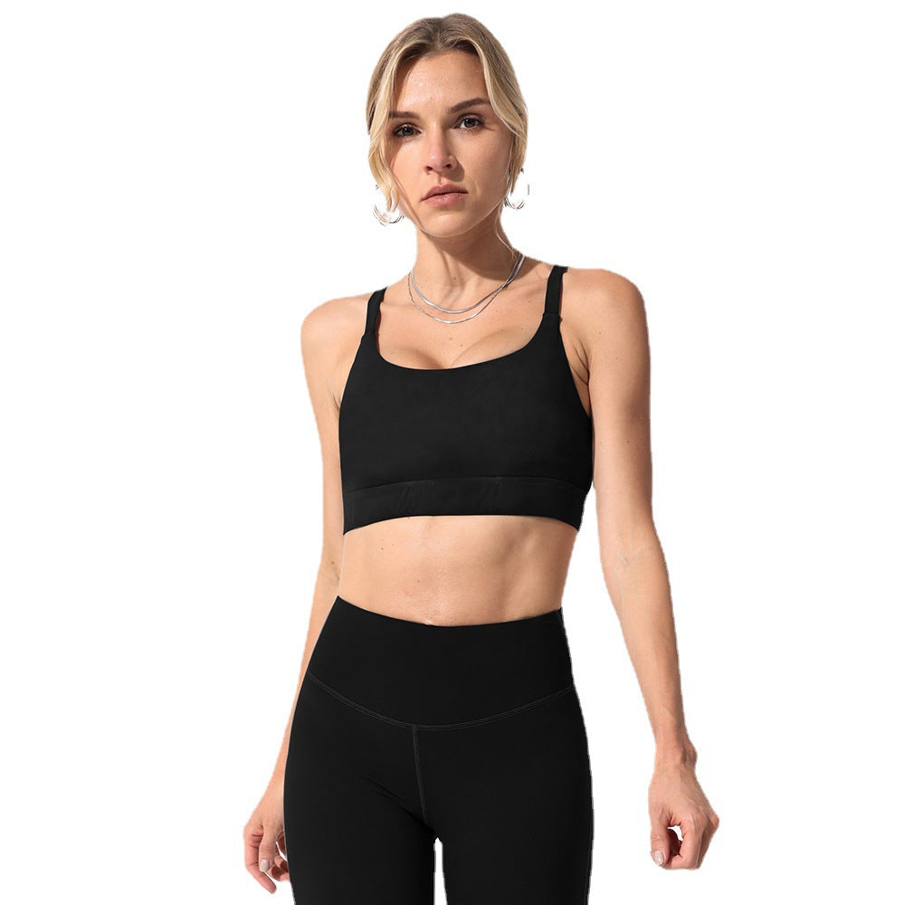 Slimming look family high elastic yoga clothes women's tight quick-drying fitness clothes tops cross back running sports intimates