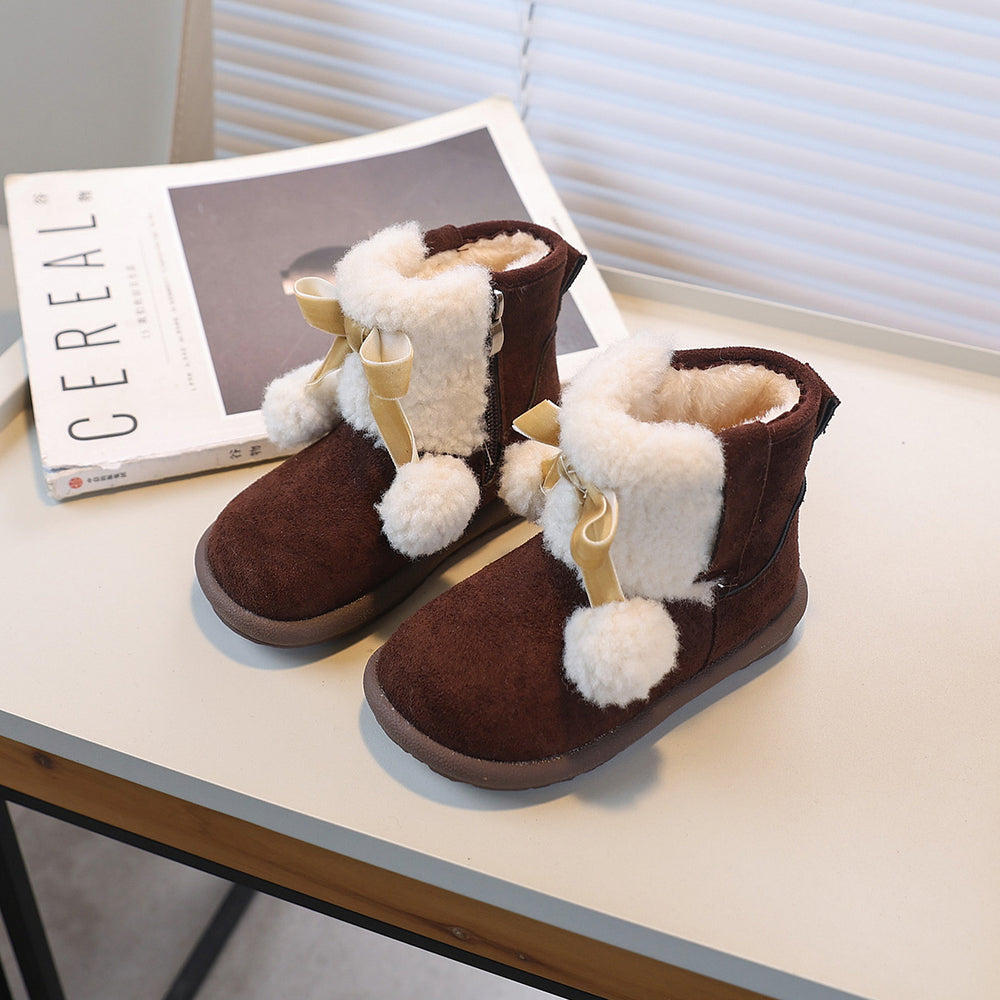 Kidsfleece-linedthickened snow boots girl autumn winterfashionkids shoes new arrivalheattech fur birkenstock cotton shoes