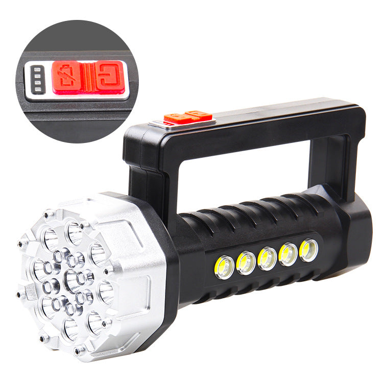 Cross-border new portable flashlight strong light USB charging COB household light outdoor lighting emergency LED flashlight