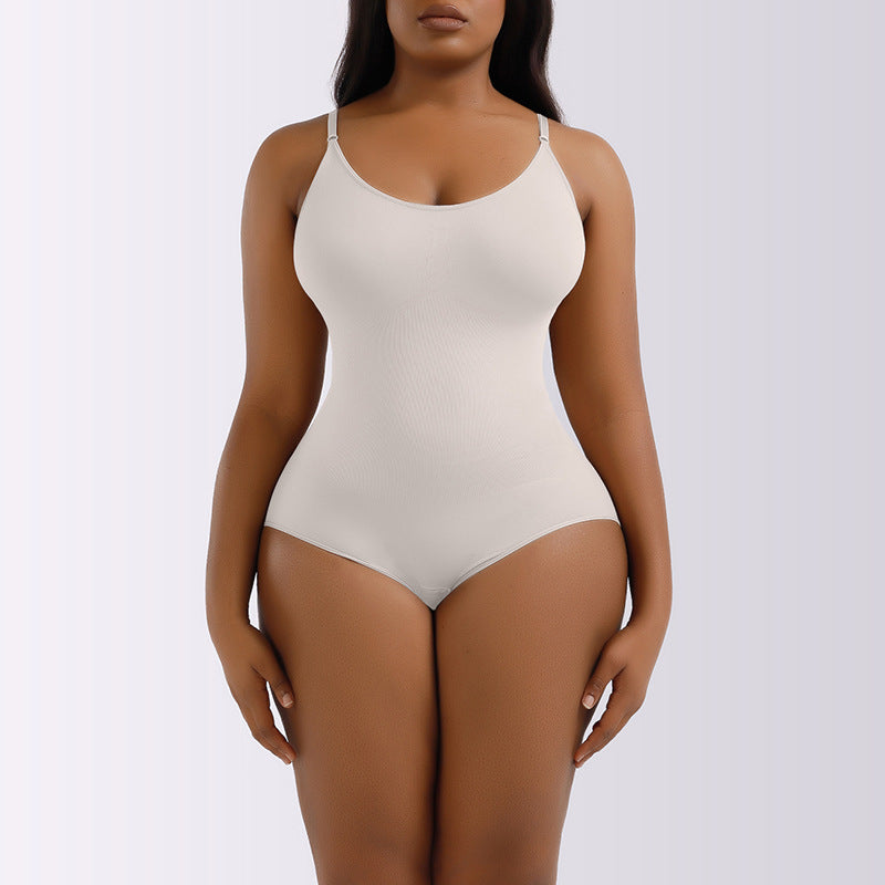 European and american plus size postpartum tummy control seamless bodysuit shapewear - one-piece shaper with waist cincher