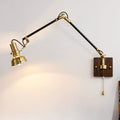 Japanese wabi-sabi style universal telescopic swing arm wall lamp - ceramic lampshade, vintage all-copper wall sconce