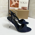 Za2025 new fashion open-toe women's sandals - navy blue, mature style, minimalist single strap, european & american chic, buckle closure