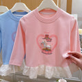 Springnew arrivalgirlk-style bottom sweatshirt baby girl kidsoutwear cartoon t-shirtlong sleevestops children's clothing