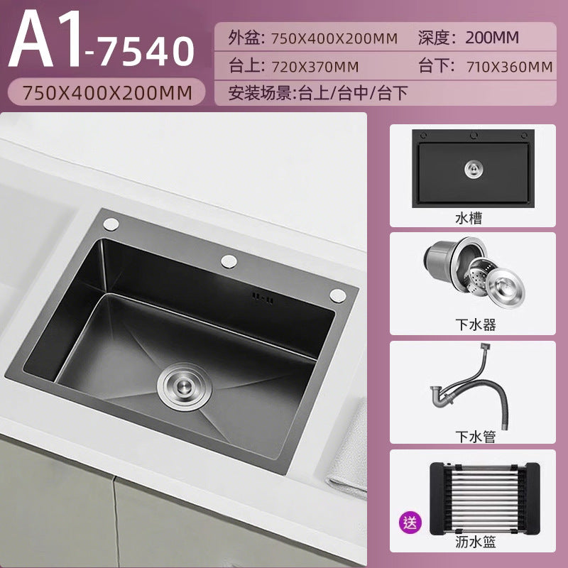 Nojo sink large single slot double slot modified single slot thickened sus304 stainless steel kitchen sink on the table middle and lower